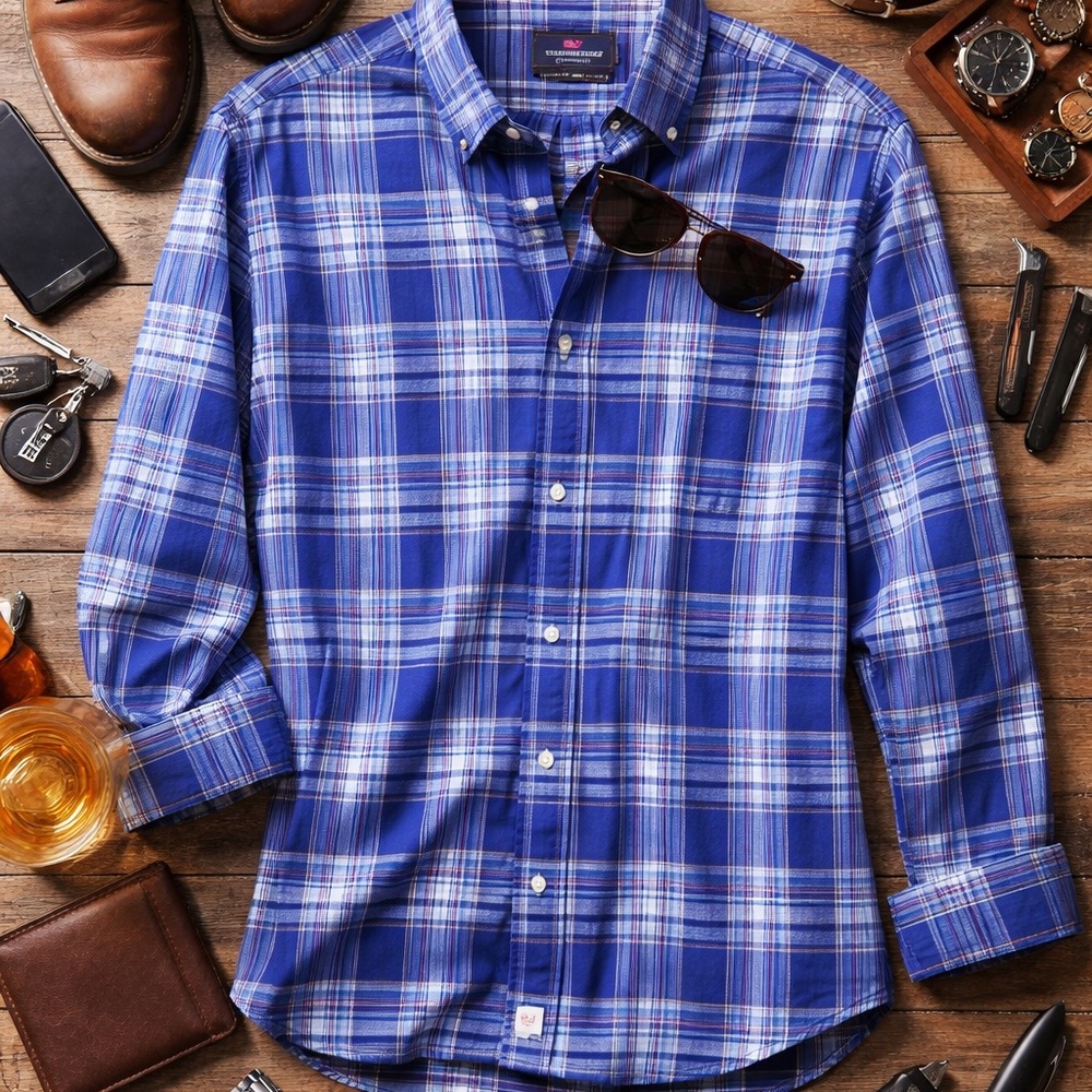 Vineyard Vines Blue Plaid Button-Down Shirt